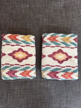 Vintage Southwest Aztec Bath Towel Set of 2 100% Cotton Western Boho Rework